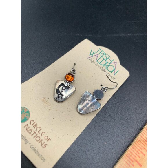 Trisha Waldron Kokopelli Earring Dangles Southwestern Native Fertility Figure - Picture 5 of 6